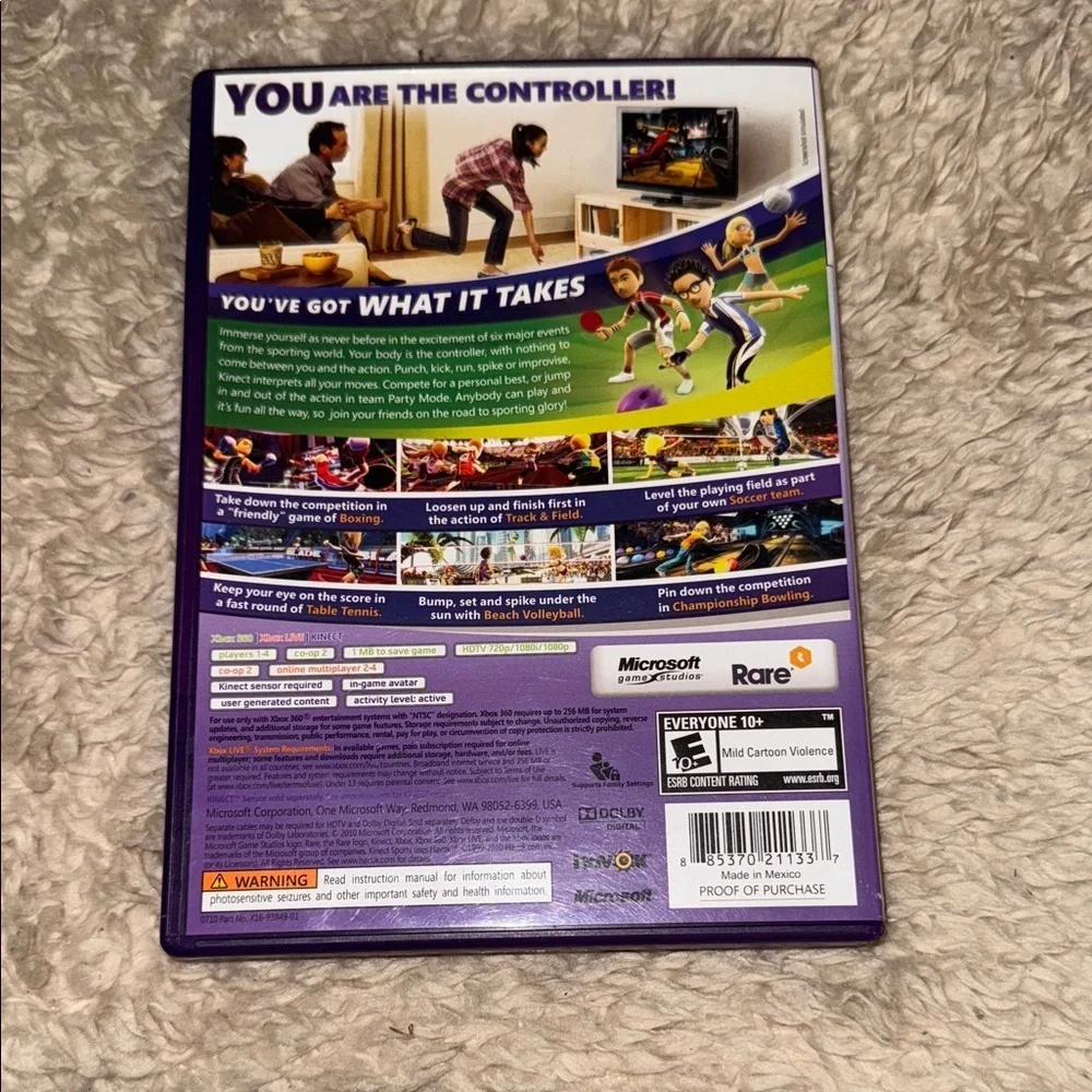 Kinect Sports for Xbox 360 - Purple Cover
